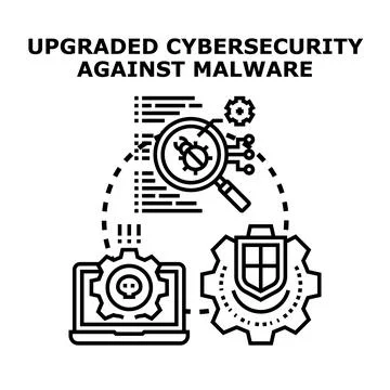 Cybersecurity system protecting digital data against malware threats Stock Illustration