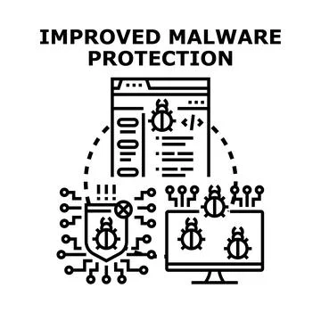 Cybersecurity system protecting digital devices from malware attack Stockillustratie