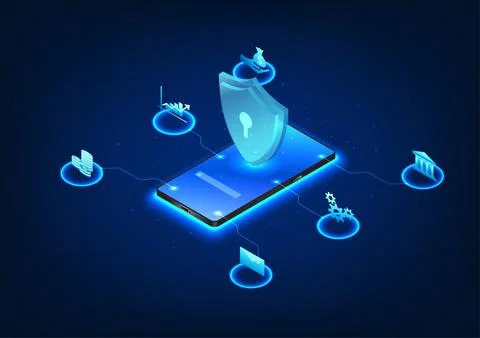 Cybersecurity technology built into smartphones has a security system. Prev.. 스톡 일러스트