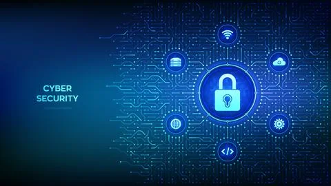Cybersecurity technology concept with lock and keyhole icon, data protectio.. Stock Illustration