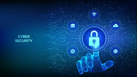 Cybersecurity technology concept with lock and keyhole icon. Data protectio.. Stock Illustration