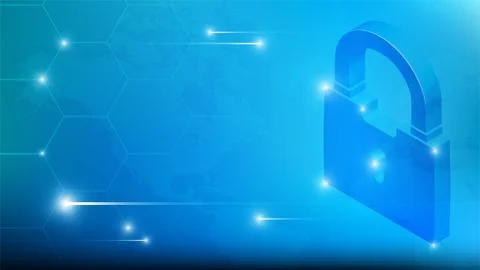 Cybersecurity technology concept. Padlock on background of world map Stock Illustration