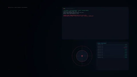 Cybersecurity Terminal Command Line Interface Firewall HUD Loop Stock Footage 345522865