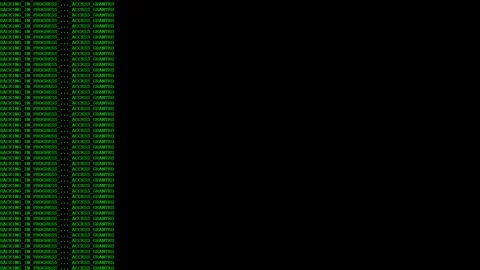 Cybersecurity Terminal: "Hacking in Progress... Access Granted" Display 库存影片 339179968