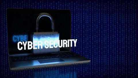 The Cybersecurity text on digital Background 3d rendering Illustrazione stock