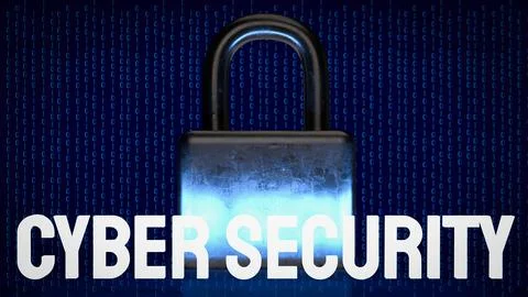 The Cybersecurity text on digital Background 3d rendering Stock Illustration