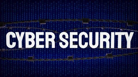 The Cybersecurity text on digital Background 3d rendering Stock Illustration