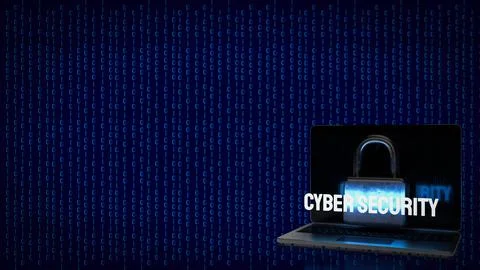 The Cybersecurity text on digital Background 3d rendering Illustrazione stock