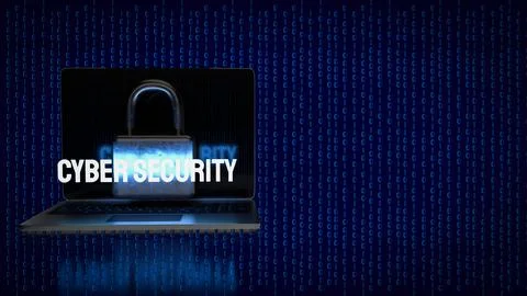 The Cybersecurity text on digital Background 3d rendering Illustrazione stock
