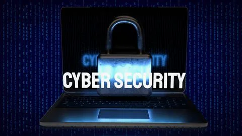 The Cybersecurity text on digital Background 3d rendering Stock Photos