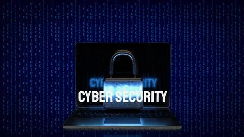 The Cybersecurity text on digital Background 3d rendering Stock Photos