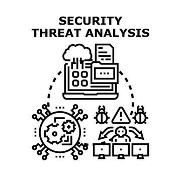 Cybersecurity threat analysis identifying digital risks and data protection Stockillustratie