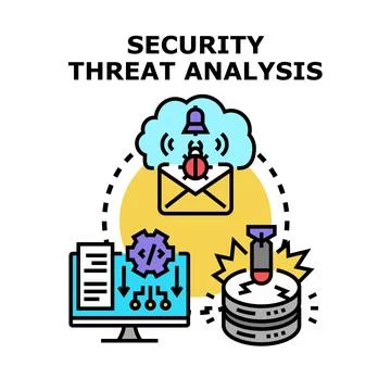 Cybersecurity threat analysis identifying system vulnerabilities and data b.. Illustrazione stock