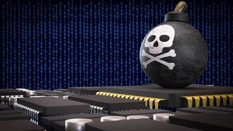 Cybersecurity Threat and Computer Chip Vulnerability in Digital Technology .. Stock Photos