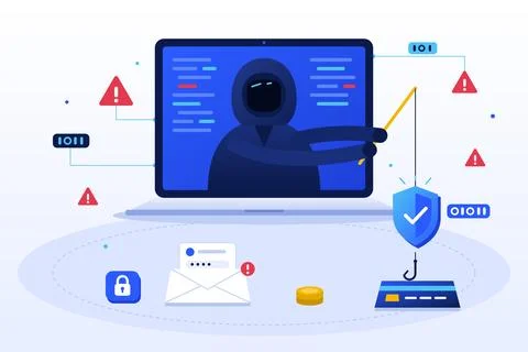 Cybersecurity Threat And Data Theft Concept Stock Illustration