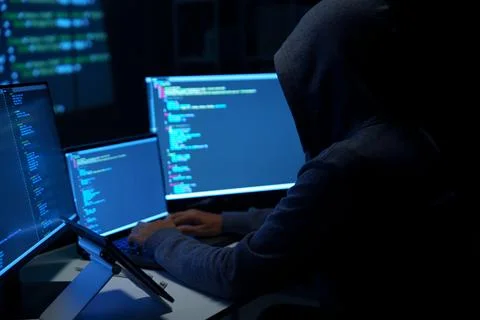 Cybersecurity Threat From Anonymous Hacker Attack 写真素材