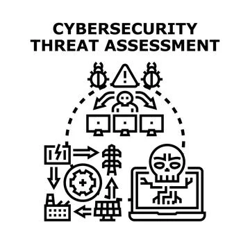 Cybersecurity threat assessment analyzing digital vulnerability management Illustrazione stock