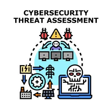 Cybersecurity threat assessment analyzing digital vulnerability management Stock Illustration