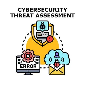 Cybersecurity threat assessment assessing digital risks and data protection Stockillustratie