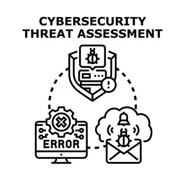 Cybersecurity threat assessment assessing digital risks and data protection Stock Illustration