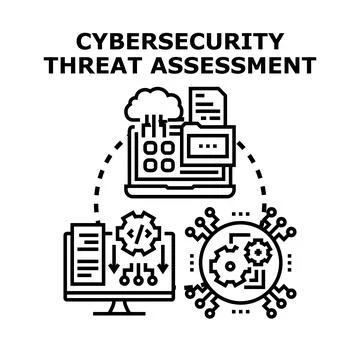 Cybersecurity threat assessment protecting digital data computing security Stock Illustration