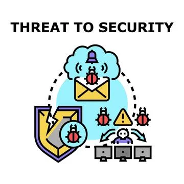 Cybersecurity threat concept showing data breach and malware attack Stock Illustration