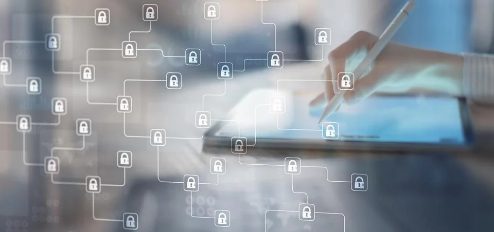 Cybersecurity Threat Detection and Data Protection Visualization on Digital T Stock Photos