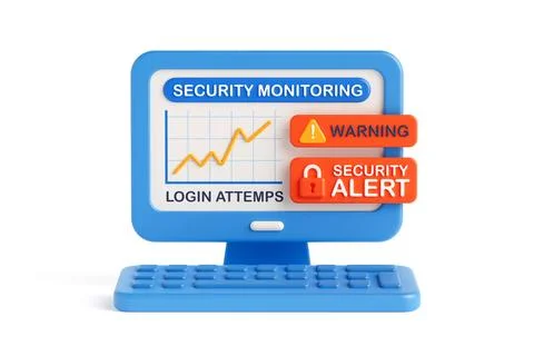 Cybersecurity Threat Detection Concept. Computer Screen With Security Alert.. Stockillustratie