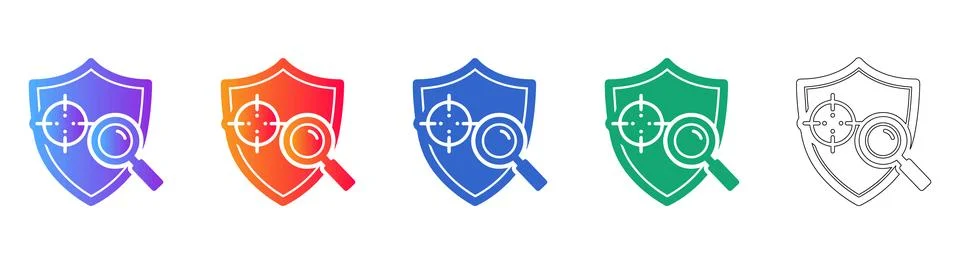 Cybersecurity Threat Detection Icon Set 스톡 일러스트
