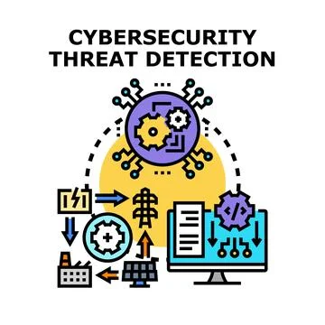 Cybersecurity threat detection managing infrastructure and data security Stockillustratie