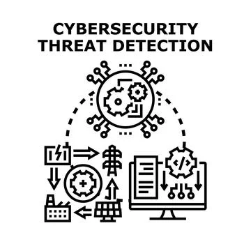 Cybersecurity threat detection managing infrastructure and data security 库存插图