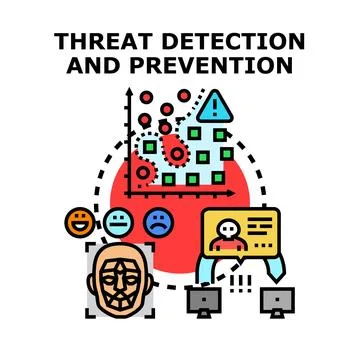 Cybersecurity threat detection prevention system identifying risks Illustrazione stock