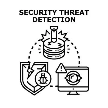 Cybersecurity threat detection system detecting vulnerabilities and risks Stock Illustration