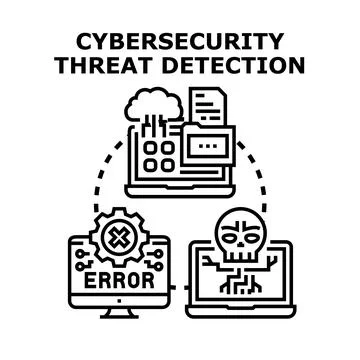 Cybersecurity threat detection system identifying digital threats and errors 스톡 일러스트