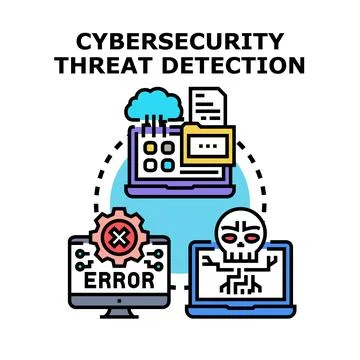 Cybersecurity threat detection system identifying digital threats and errors 库存插图