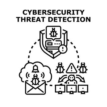 Cybersecurity threat detection system preventing network attack イラスト素材