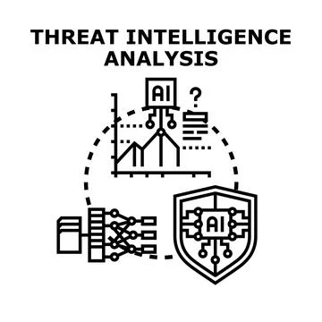Cybersecurity threat intelligence analysis using artificial intelligence Stockillustratie