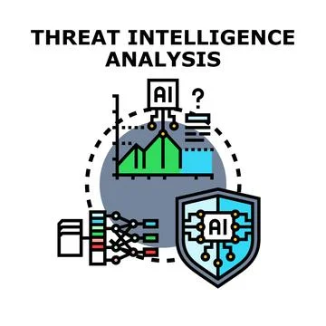 Cybersecurity threat intelligence analysis using artificial intelligence Stock Illustration