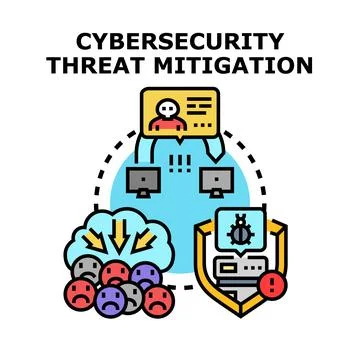 Cybersecurity threat mitigation protecting digital data and users Stockillustratie