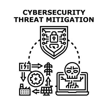 Cybersecurity threat mitigation protecting digital infrastructure systems イラスト素材