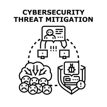Cybersecurity threat mitigation protecting digital data and users Stock Illustration