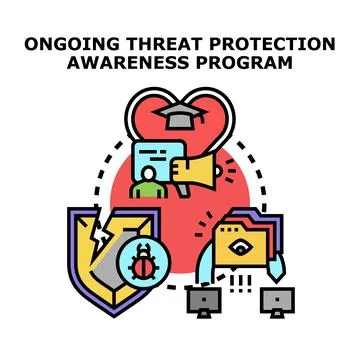 Cybersecurity threat protection awareness program concept learning Illustrazione stock