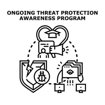 Cybersecurity threat protection awareness program concept learning Illustration