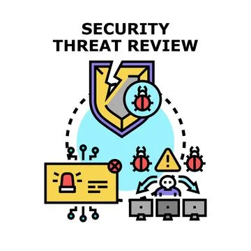 Cybersecurity threat review vector concept protecting digital network イラスト素材