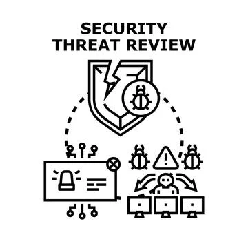 Cybersecurity threat review vector concept protecting digital network Stock Illustration