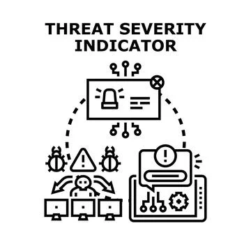 Cybersecurity threat severity indicator warning system Illustrazione stock