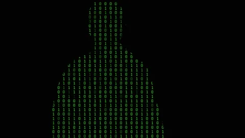 Cybersecurity Threat with silhouette binary code Stock Footage 160213294