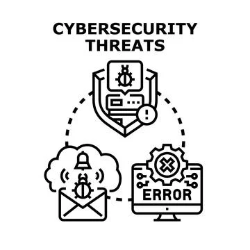 Cybersecurity threats concept protecting digital data systems 库存插图