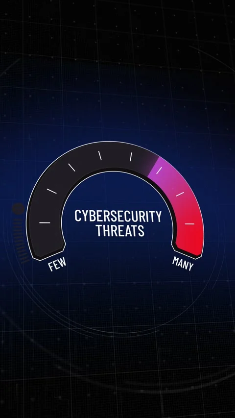 Cybersecurity threats gauge indicating network protection level, abstract dig Stock Footage 315791071