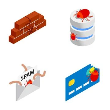 Cybersecurity threats hacking data breach spam and credit card fraud concept Stock Illustration